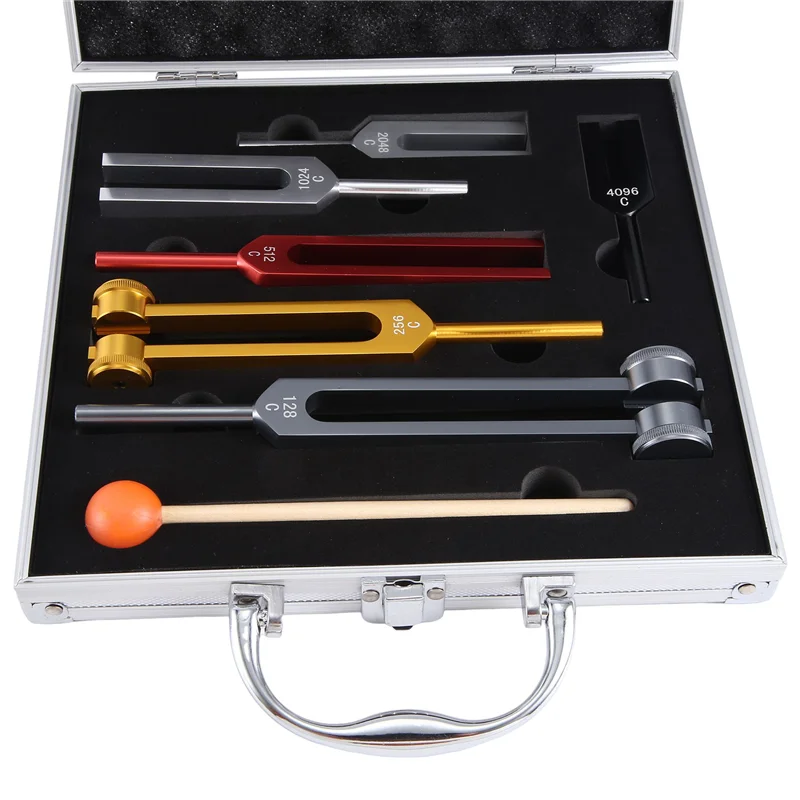 

Tuning Fork Set(128Hz 256Hz 512Hz 1024Hz 2048Hz 4096Hz)With Tuning Fork Hammer For Sound Healing Sound Vibration Tools Durable-B
