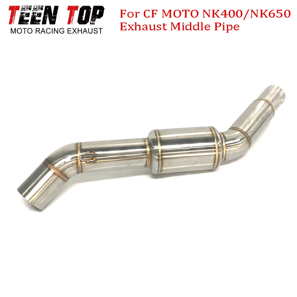 51mm For CF MOTO NK400/NK650 Exhaust Middle Link Pipe Decat Pipe Stainless Steel Motorcycle Exhaust Escape System Modified Tube