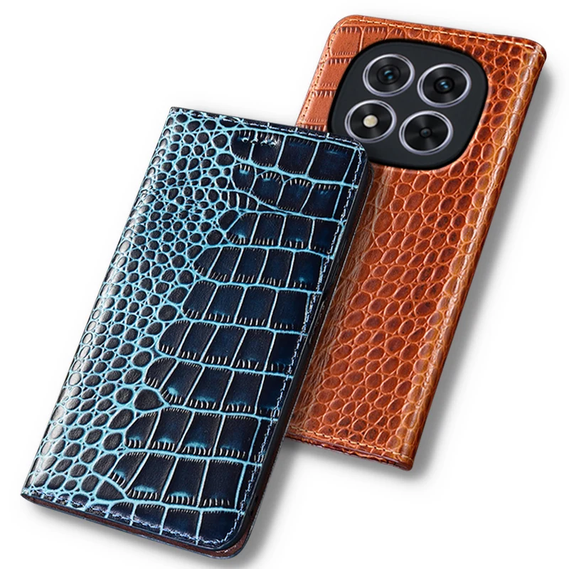 

Flip Case For XIAOMI POCO X7 Pro X7Pro Crocodile Pattern Magnetic Cover Luxury Cowhide Genuine Leather Card Pocket Wallet Covers