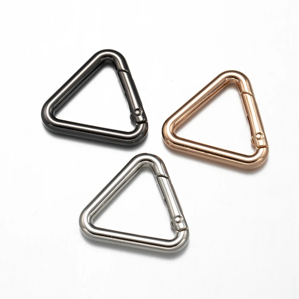 5pcs/Lot Metal Triangles Spring Ring Bag Handbag Strap Buckle Carabiner For DIY Key Chain Keyring Findings Jewelry Making Supply