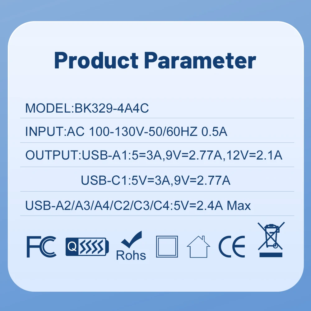 아이폰 14, 삼성, 샤오미, EU, US, KR 플러그, 휴대폰 벽 어댑터, 총 150W, 8 포트 고속 충전 QC3.0 여행용 충전기