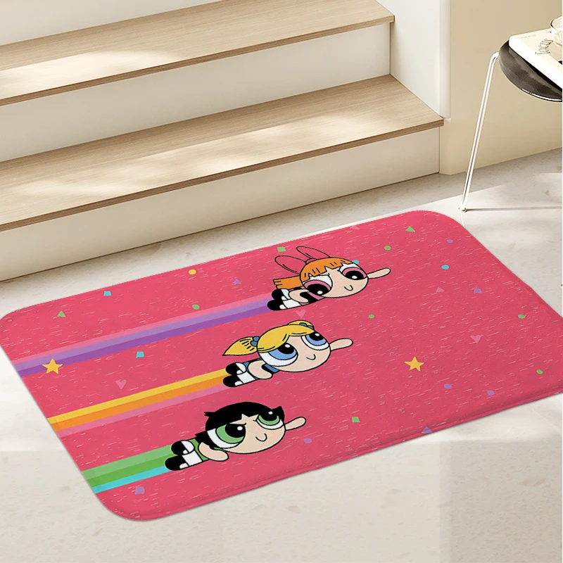 Bath Mat The P-Powerpuffs Girls Living Room Rugs Cartoon Carpet for Bedroom Funny Doormat Entrance Door Modern Home Decoration