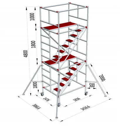 3m/5m/7m/9m/11m Safety Aluminium Scaffold Mobile Aluminum Tower
