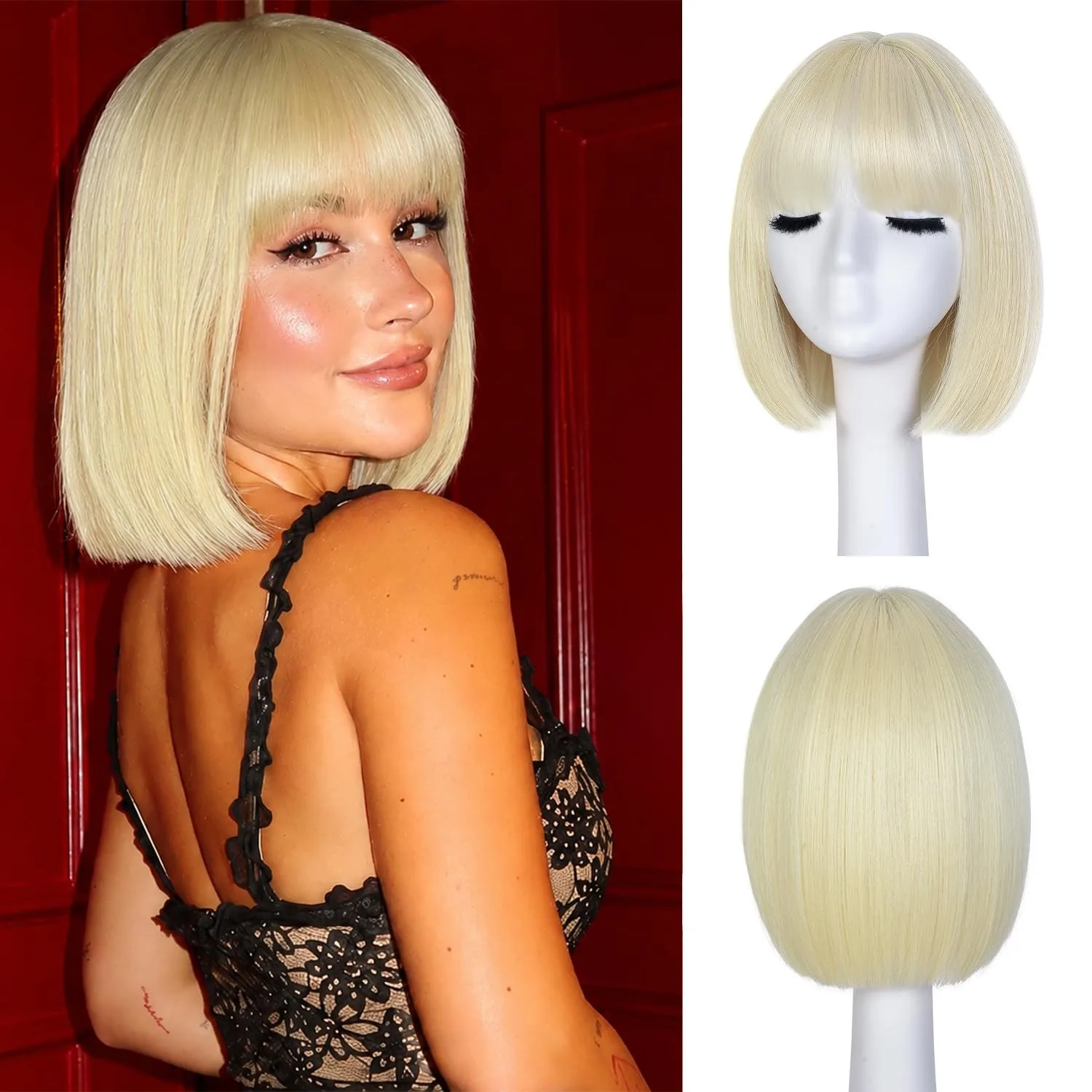 Short bob synthetic wig for Halloween cosplay wig for role-playing daily party wig set