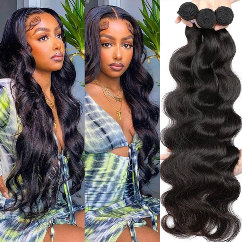 30 32 Inch Body Wave Bundles Peruvian Human Hair Bundles 1/3/4 Pcs Bundles Human Hair Natural Black Hair Extension Wholesale