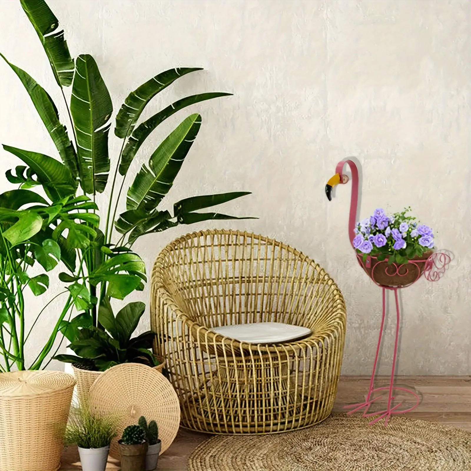 2 Pieces Flamingo Planter Decorative Flowerpot Rack Animal Sculptures Stylish Outdoor Flower Display for Party Garden Patio
