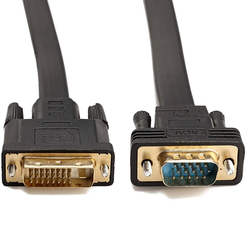 Active DVI-D Dual Link 24+1 Male To VGA Male Adapter With Flat Cable Adapter For Laptop,PC,Monitor Or Projector 2M