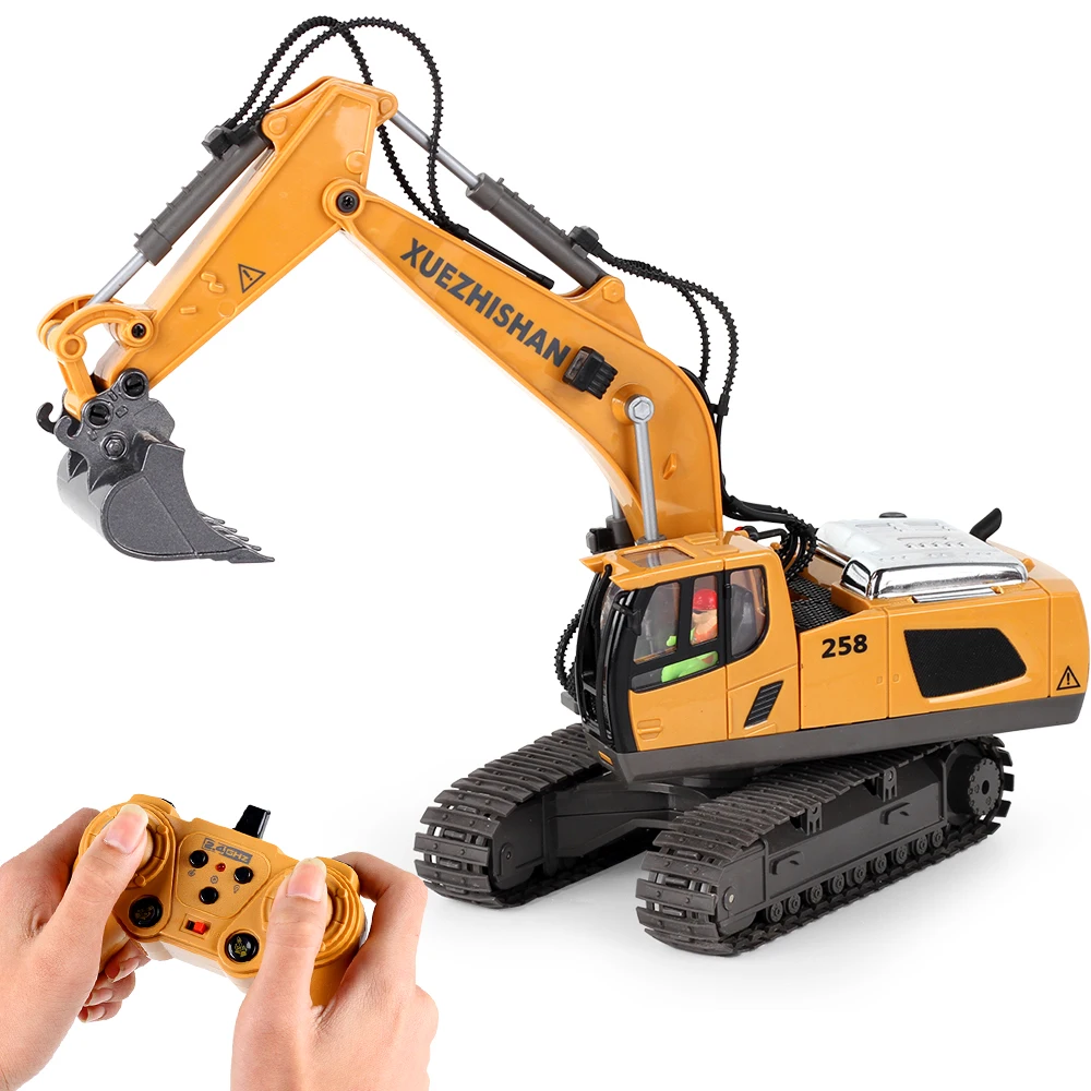 9CH Wireless RC Excavator Alloy Hook Machine 1:20 Simulation Child Electric Toy Engineering Vehicle Model Remote Control