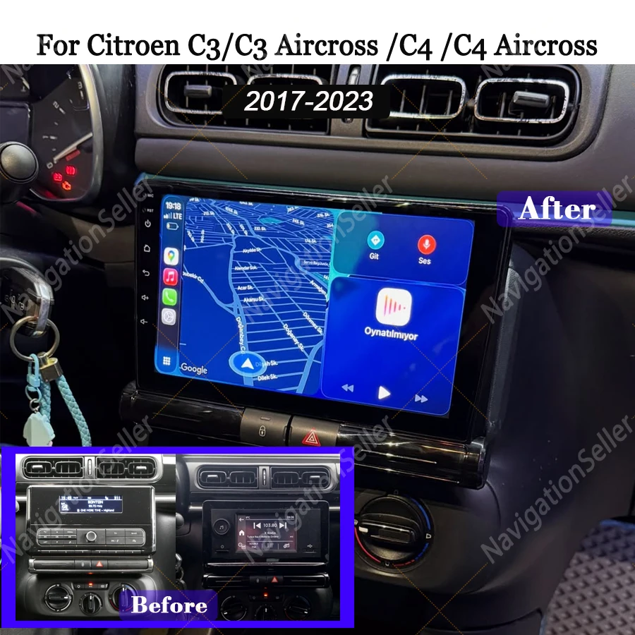 

Car Android 14 Carplay Android Auto For Citroen C3 C4 Aircross 2017-2023 Auto Radio Stereo Multimedia Video Player Navigation BT