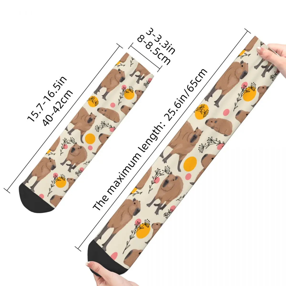 Cool Capybara Cartoon Skateboard Socks Polyester Long Socks for Unisex Sweat Absorbing