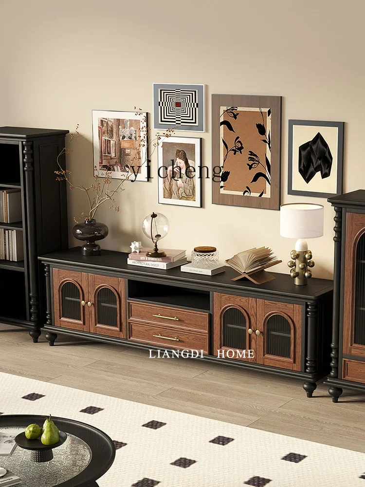 solid wood TV cabinet living room retro high-end storage locker integrated