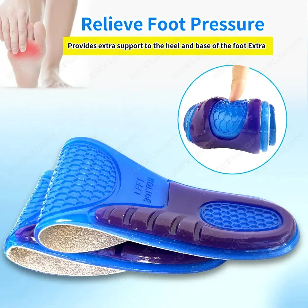 Silicone Gel Insoles For Shoes Soft Shock Absorption Sport Shoes Sole Anti-slip Template For Man Women Foot Care Inserts