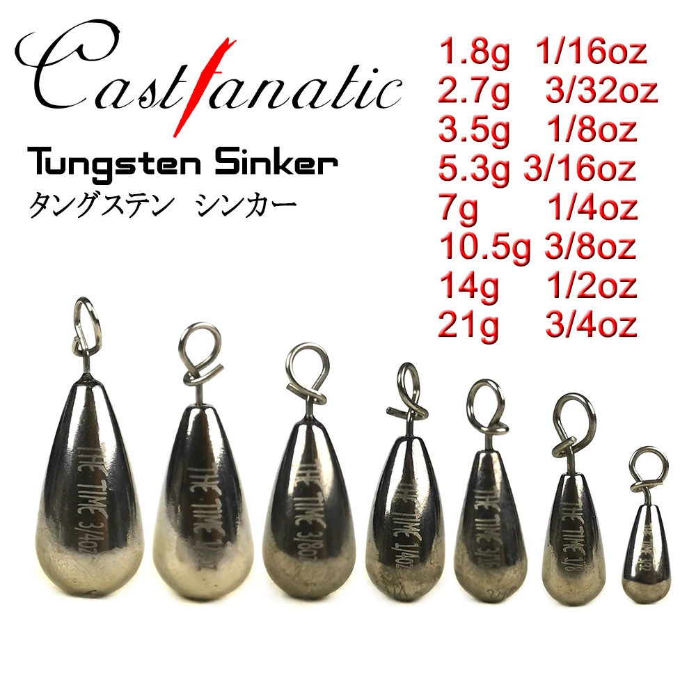 Castfanatic 1.8g-21g Tungsten Drop Shot Weights Sinkers Hook Connector Line Fishing Weight Sinker For Bass Fishing Accessories