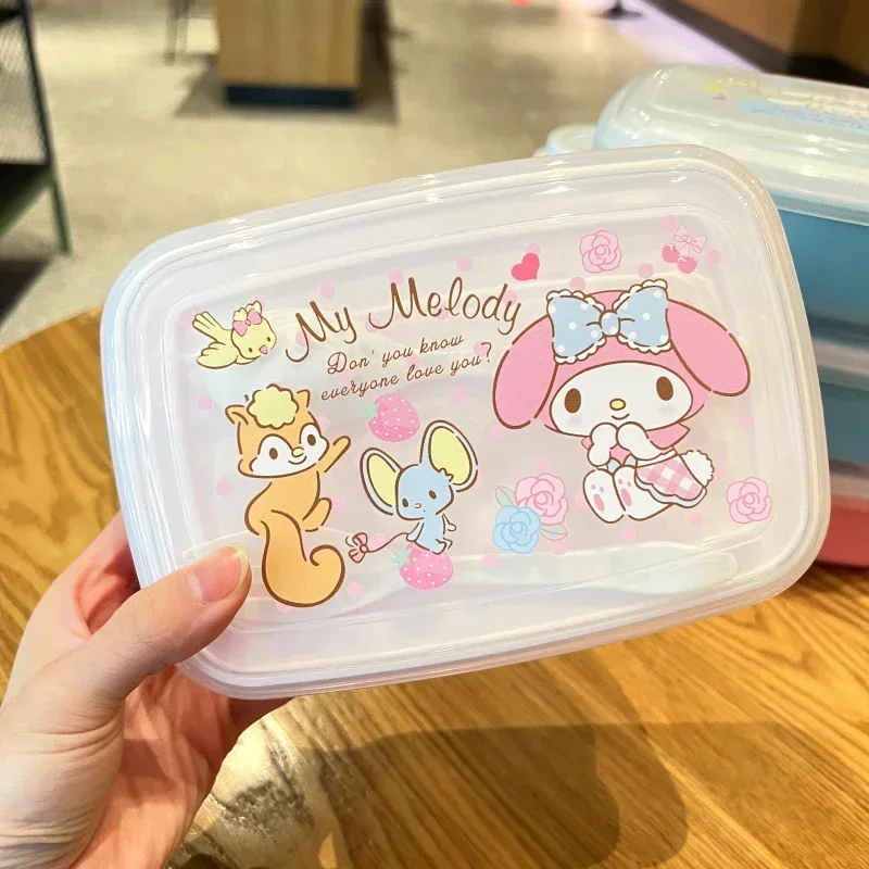 Fiambrera de Stitch para niños, caja de almuerzo portátil de Disney, Kawaii, Elsa, Bento, comida hermética, Crisper, regalo de una sola capa