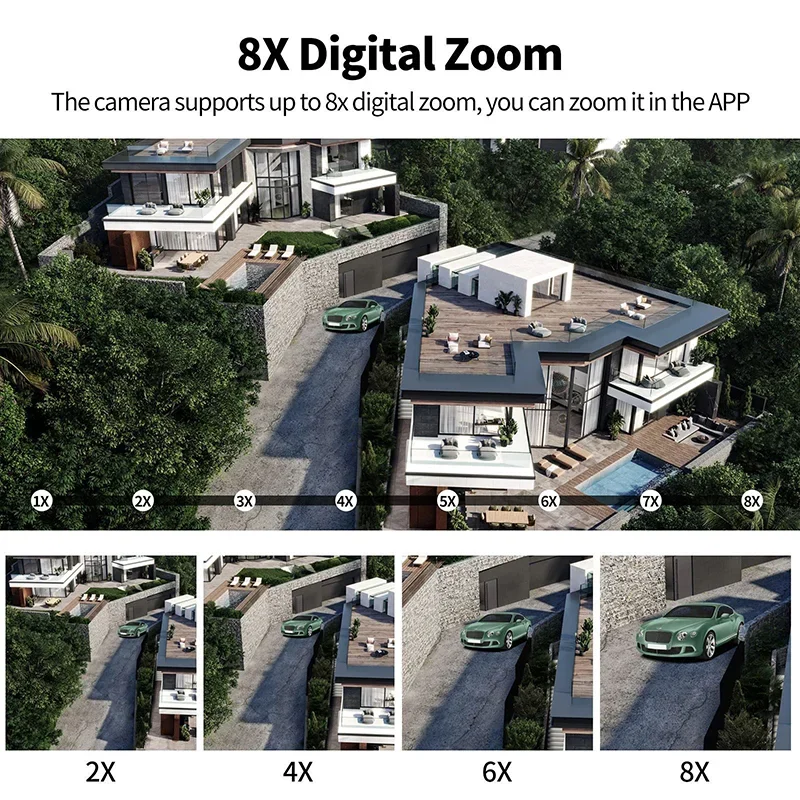 9MP WiFi Camera Outdoor 8X Zoom Security Camera IP Camera Outdoor 4K Video Surveillance Three Lens Dual Screen Night Vision Cam