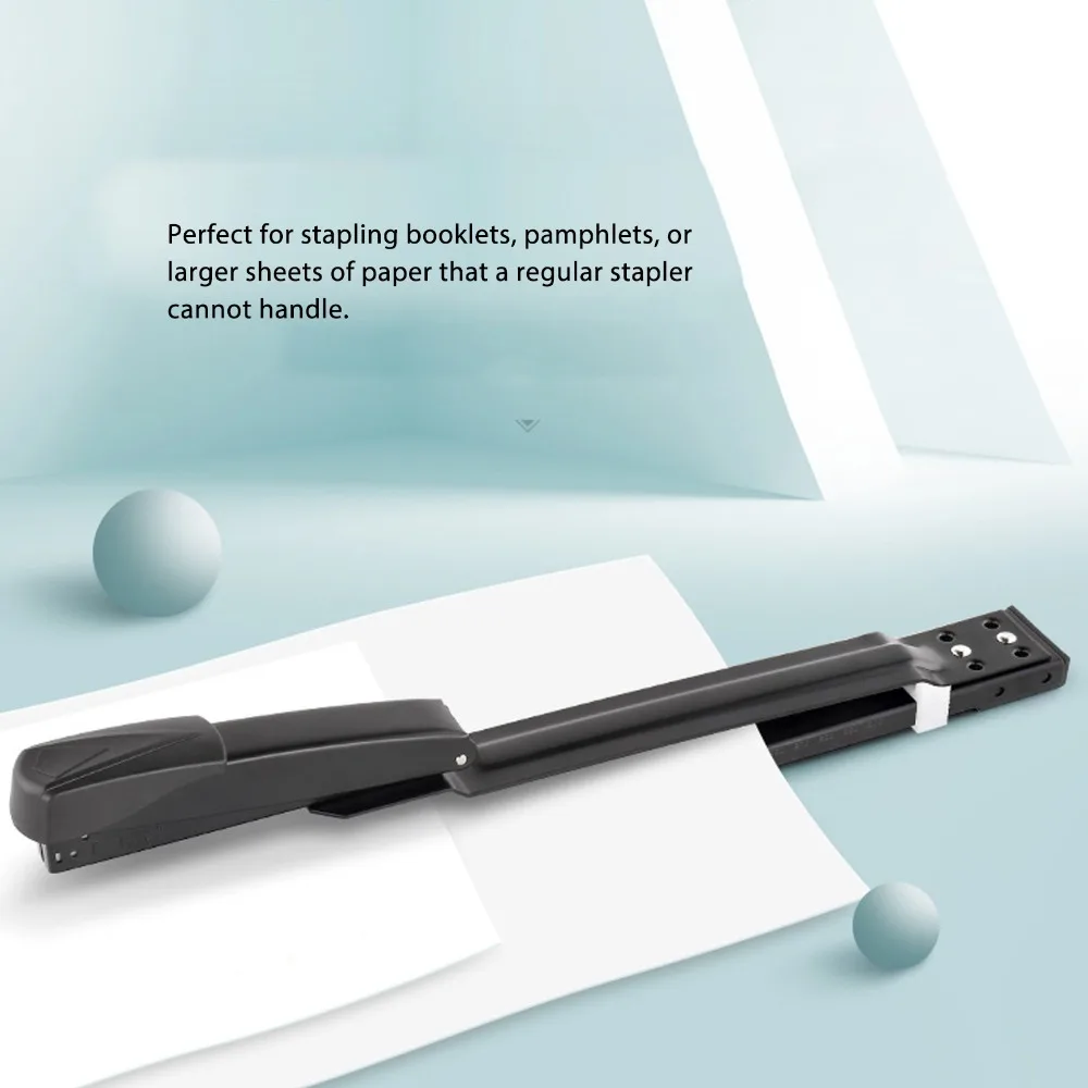 20-sheets-metal-body-long-reach-stapler-adjustable-throat-black-long-arm-stapler-20-sheet-capacity-full-strip-paper-binder