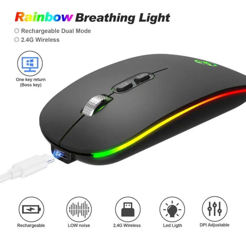 2.4G Gaming Mouse Wireless Optical Colorful Glowing Mouse Game Wireless Mice With USB Receiver Mouse For PC Gaming Laptops