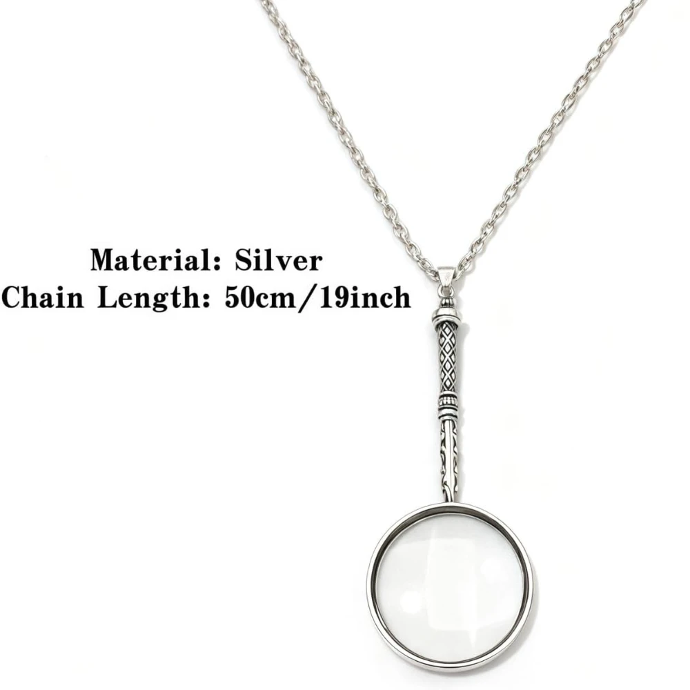 Vintage 925 Sterling Silver Magnifying Glass Necklace - 10X Loupe Monocle Necklace Pendant Reading Magnifier Lens