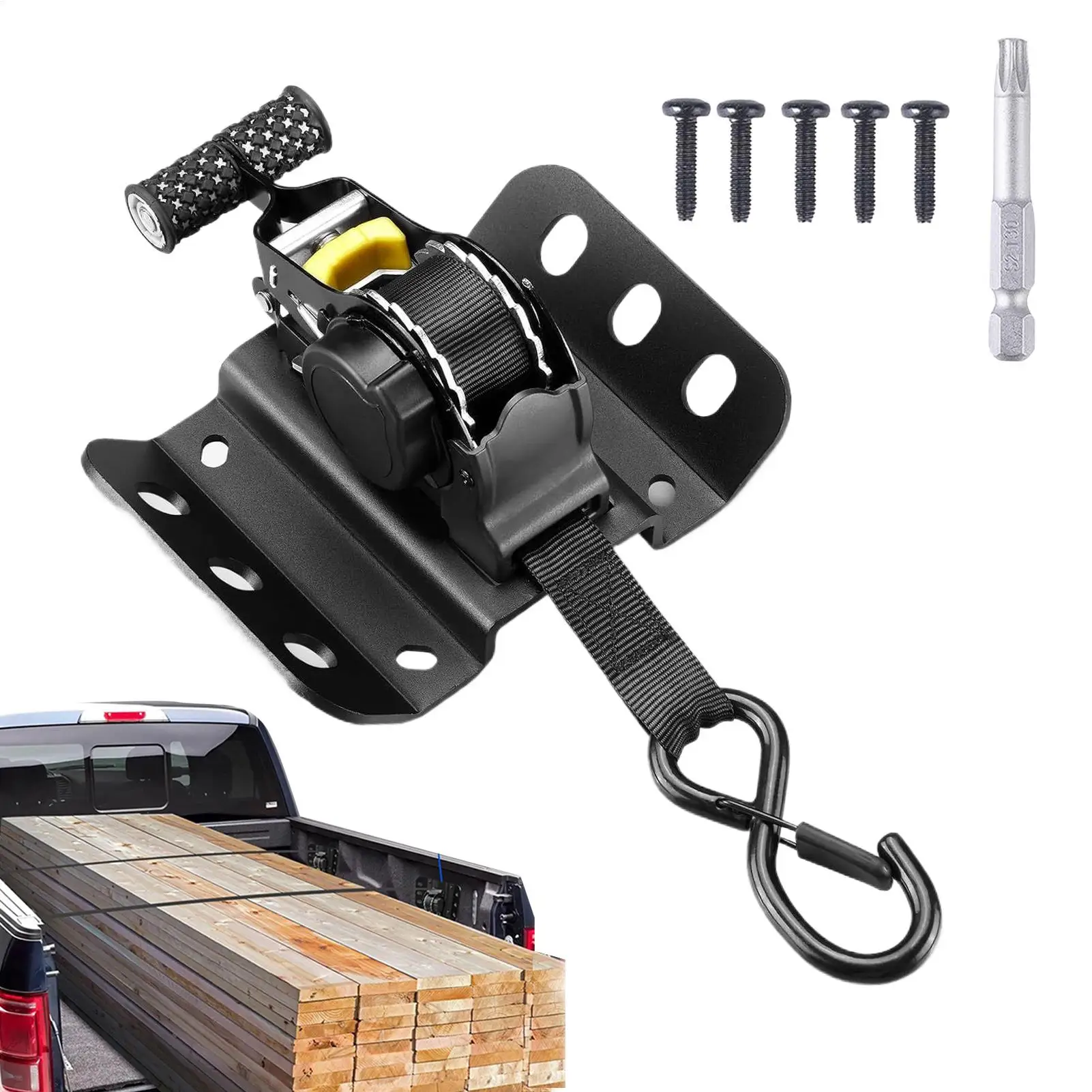 

Retractable Ratchet Automatic retractable ratchet tensioner tie down strap Automatic Ratchet Strap Hook for Truck car motorcycle