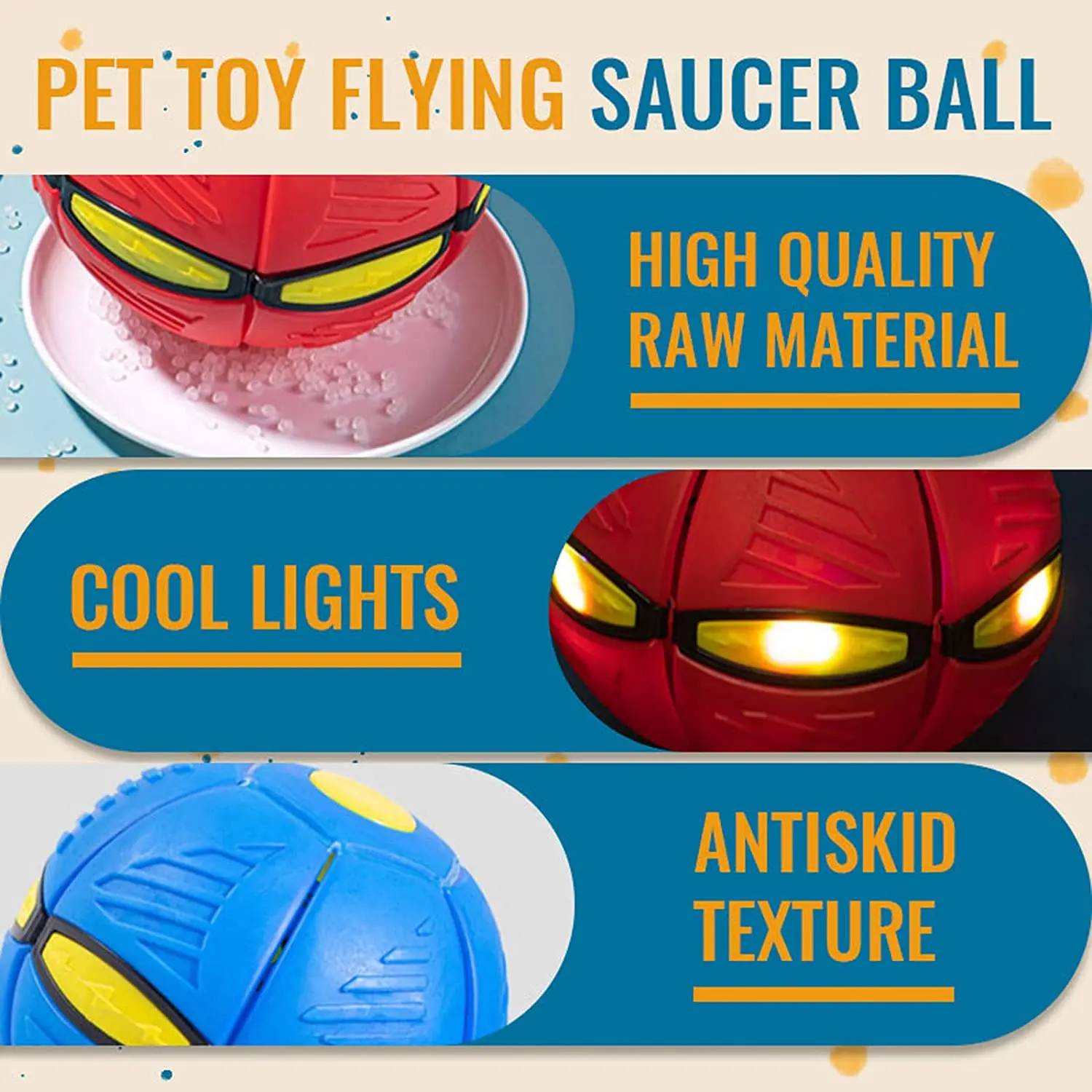 2023 New Pet Dog Toy Magic Flying Saucer Ball Durable Soft Rubber Interactive Throwing Ball Outdoor Sport Dog Training Equipment