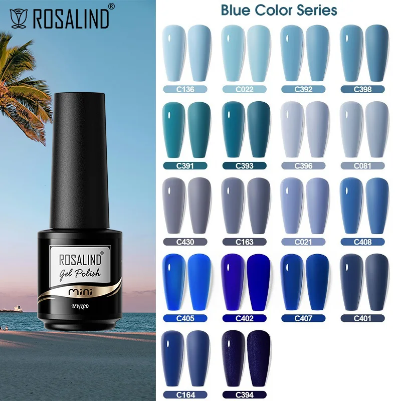 

ROSALIND Colorful Gel Nail Polish Bule Nude Series Luminous Soak Off UV/LED Semi Permanent Base Top Coat Gel Varnish Summer