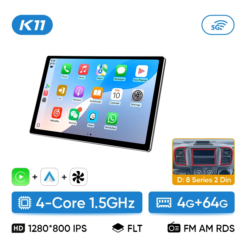 Ainavi 11,8 inch autoradio voor Fiat Ducato, Citroën Jumper, Peugeot Boxer, Dodge Ram 2500, multimedia, draadloze CarPlay, Android Auto