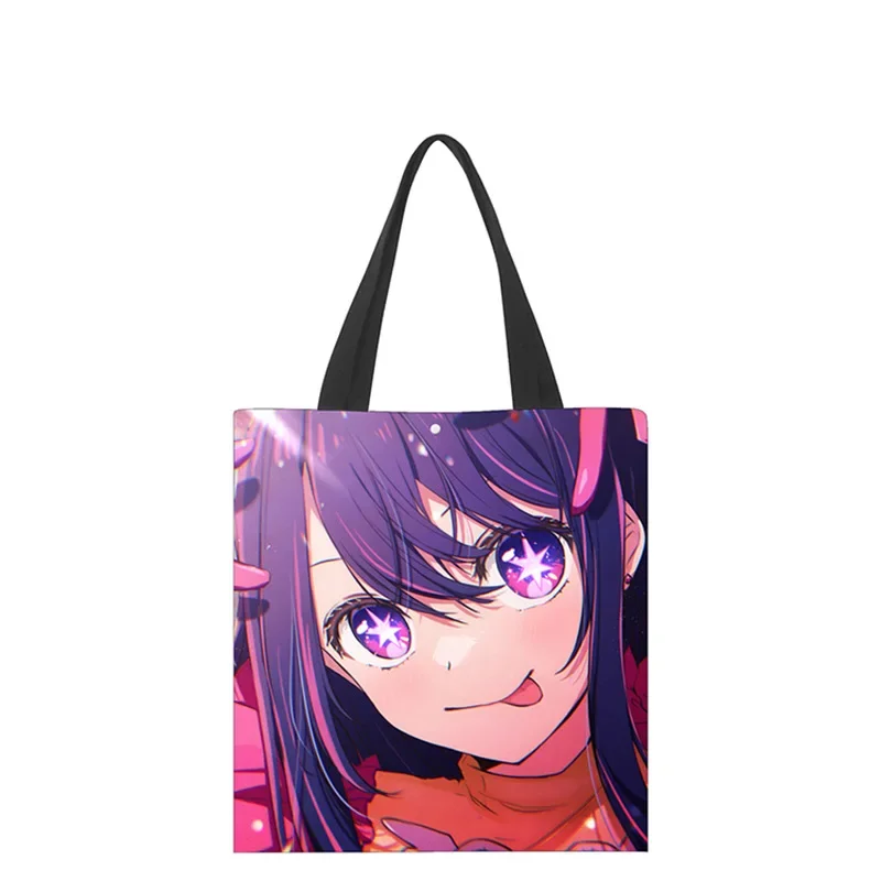 OSHI NO KO Hoshino Ai Canvas Shoulder Bag Anime Figure Akuamarin Rubii Kana Handbag Double-sided Pattern Outdoor Shopping Bag