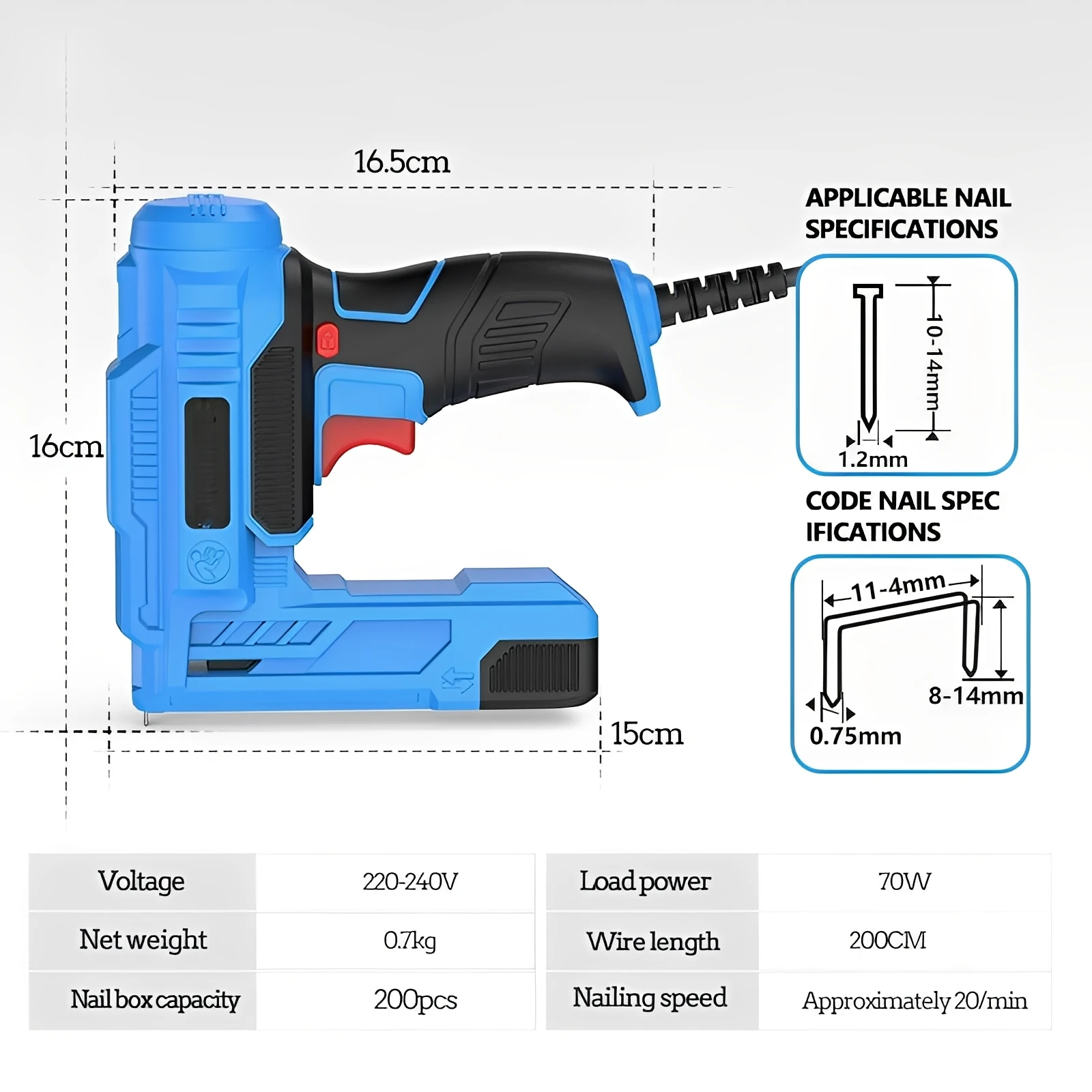 2 In 1 Electric Nail Gun 600 Straight Nails 400 Coding Nails Dual-purpose Home DIY Carpentry Portable Plug-in Nail Gun Nail Gun