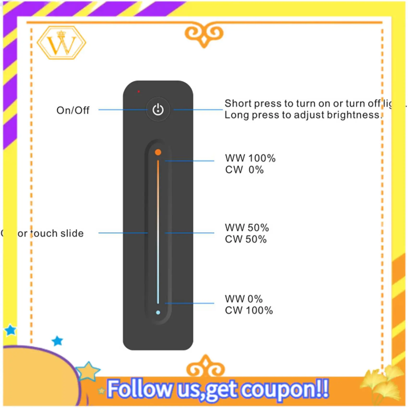 

A01K-3X LED Dimmer 12V 5V 24V 36V 8A PWM Wireless RF Switch With 2.4G Brightness Contact Remote For LED Single Color Strip