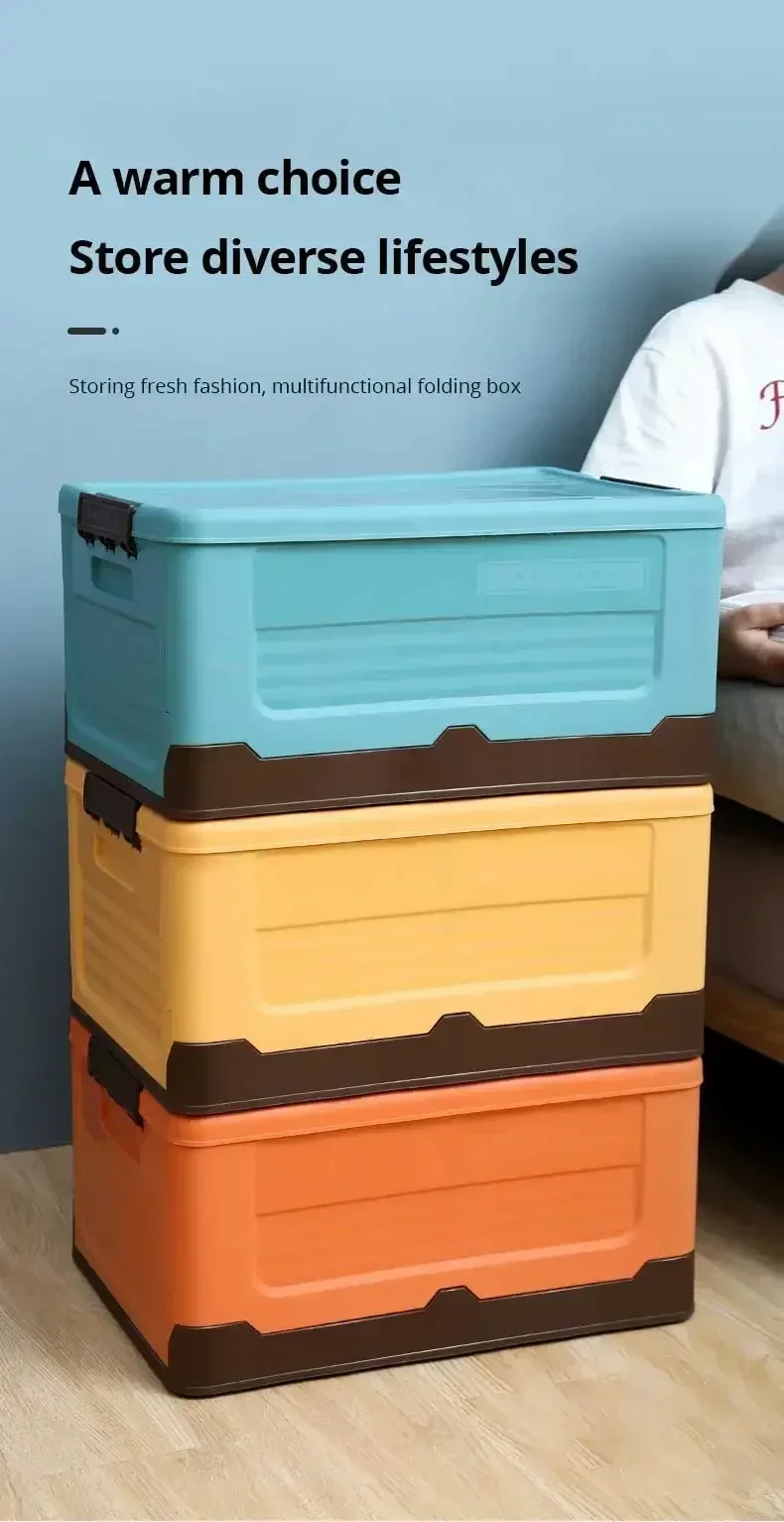 

Large Capacity Foldable Plastic Storage Box Durable Organizer for Clothes Toys Shoes Household Indoor and Vehicle Storage