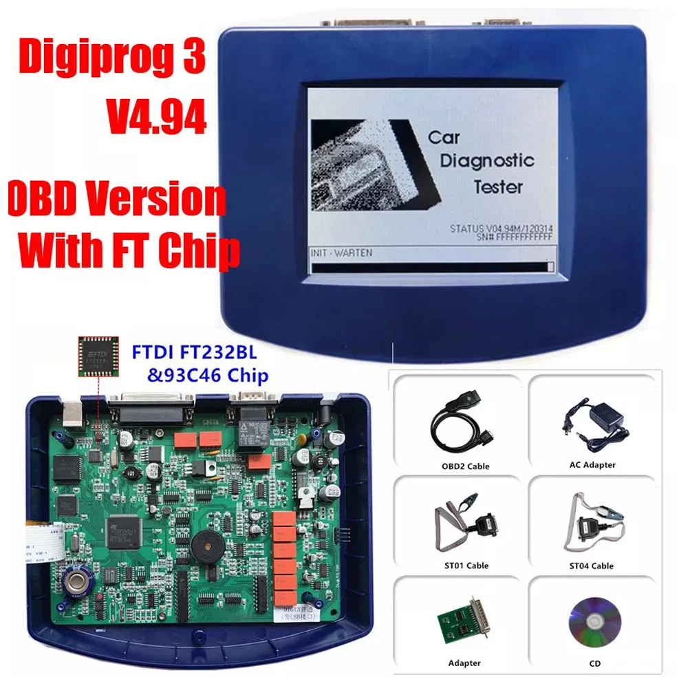 

Новейший программатор Digiprog3 V4.94 ECU OBD2, диагностический инструмент Digiprog 3, с OBD-кабелями ST01 ST04, инструменты для ремонта коррекции автомобиля