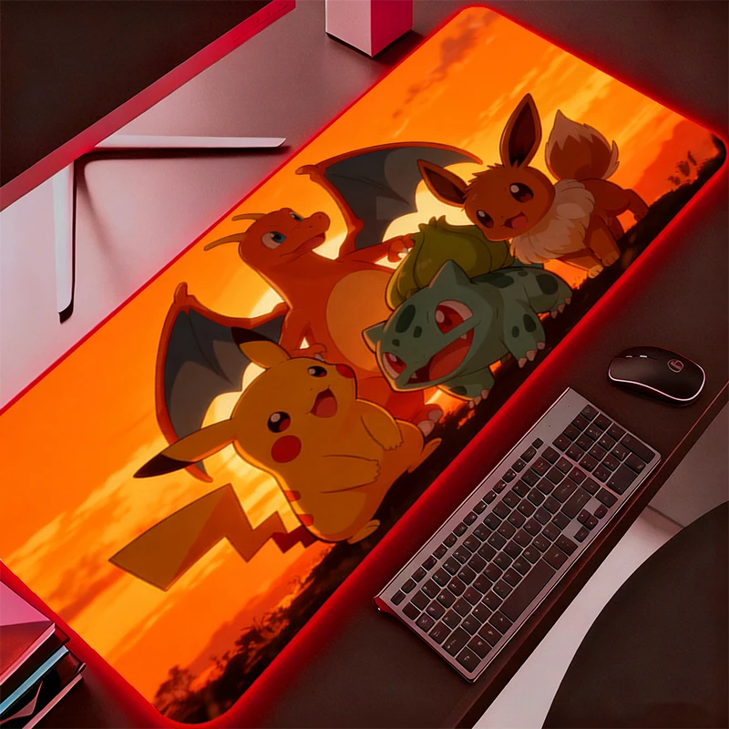 

RGB коврик для мыши P-Pokemons Charizard Gamer компьютер Gyarados ПК с подсветкой коврик для мыши ковер игровые аксессуары коврик для клавиатуры настольный коврик