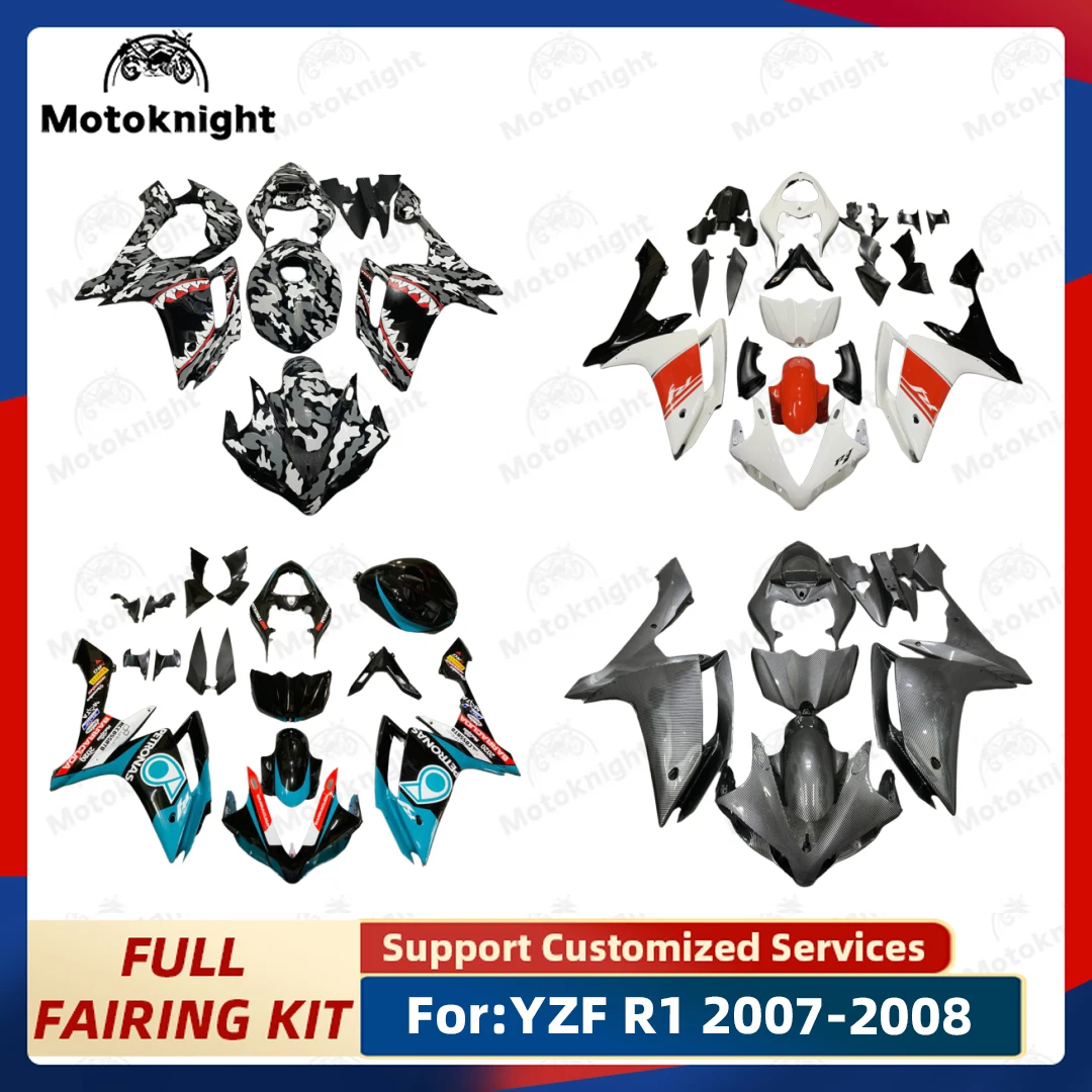 

Новый комплект обтекателей для мотоцикла из АБС-пластика, подходит для Yamaha YZF R1 2007 2008 YZF-R1 07 08, полный комплект обтекателей кузова
