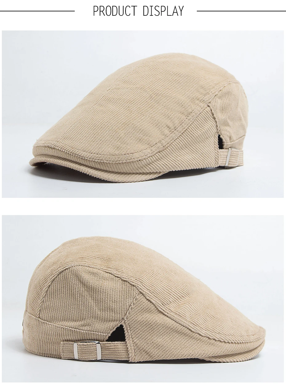 Männer Mode Cord Baskenmütze Frühling Herbst Dicke Warme frauen Flachen Hut Vintage Casual Zeitungsjunge Mütze Unisex Mode Vorne Hinten tragen – Detail 4