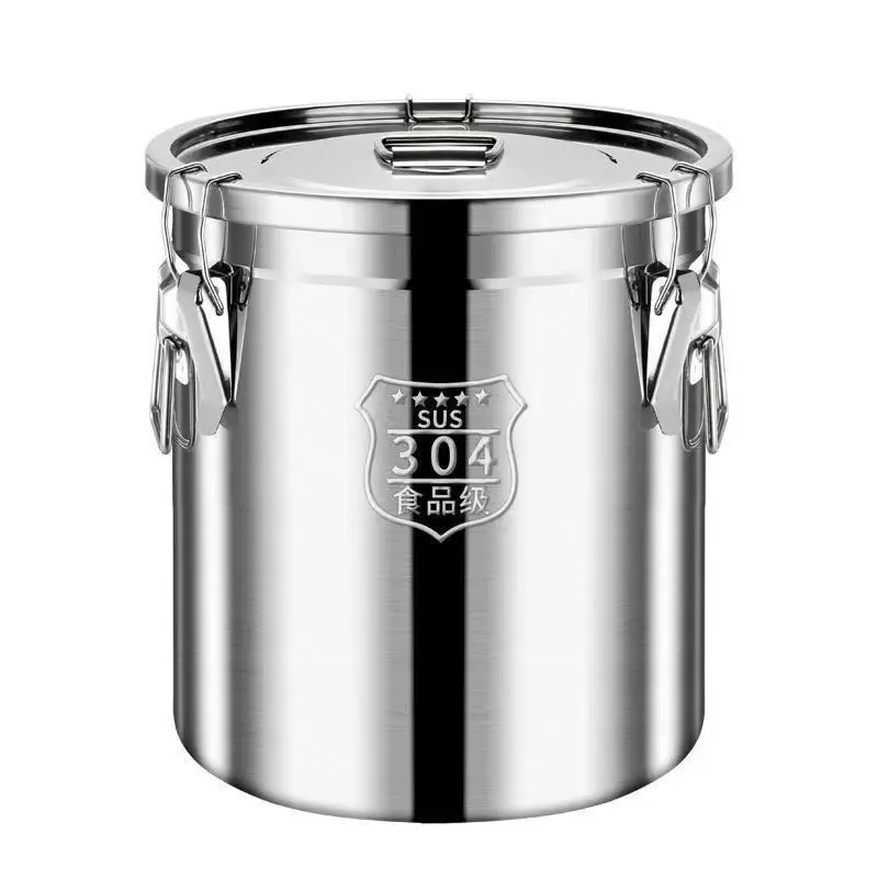 

304 Sealed Rice Bucket Food Grade Stainless Steel Flour Bucket Household 25kg Moisture-proof and Insect-proof Rice Storage