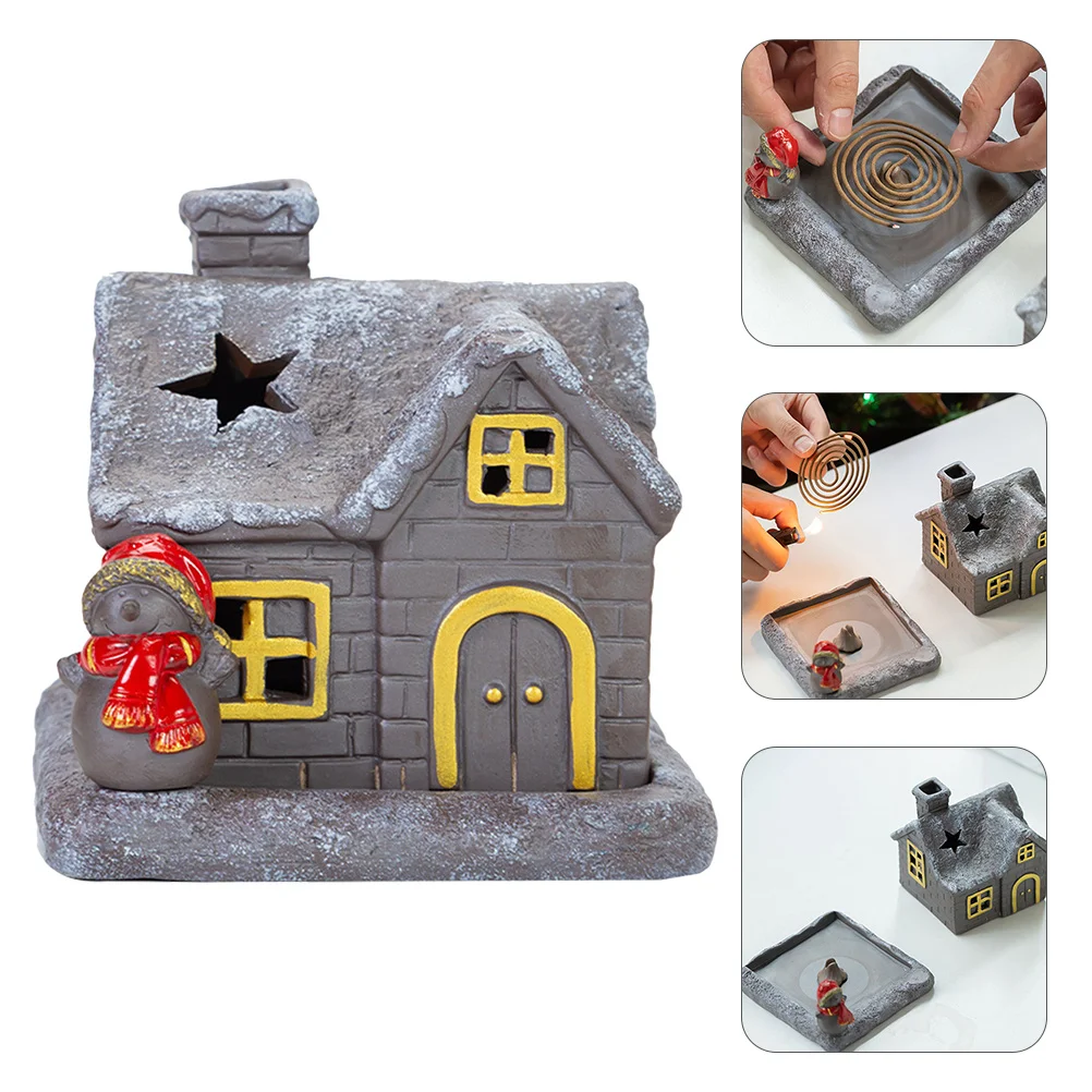 

Ceramics Christmas Theme Incense Burner Snow House Decoration Aromatherapy Incense Holder Xmas Festival Ornament