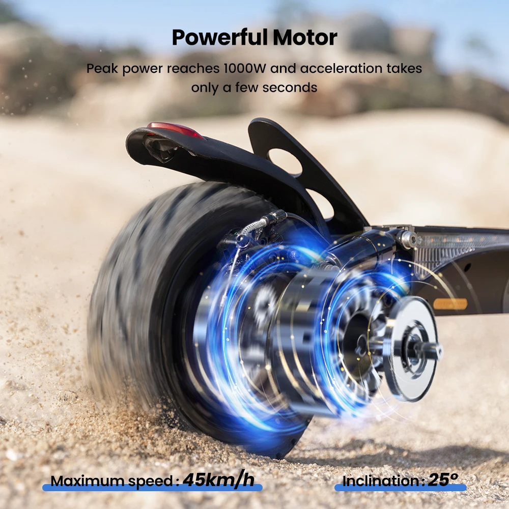 IScooter W9 Elektroroller 1000W Motor 48V14AH Hochleistungs-Lithium-Batterie Unterstützt APP E-Scooter Vordere und Hintere Scheibenbremsen Stadtfahrten Höchstgeschwindigkeit 45KM/H Maximale Reichweite 45KM 10-Zoll-Luftreifen für jedes Gelände Brandneu Original – Detail 3