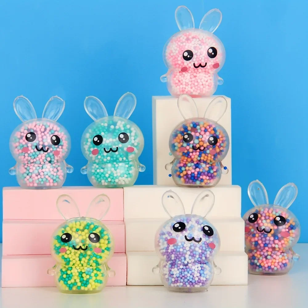 1PCS  Squishy Bunny Stress Balls with Light Stress Relief Toy Girls Kids Fidget Toys Colorful Rabbit for Easter Basket Stuffers