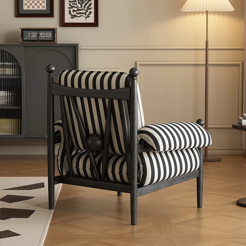 

French, retro red black chair, living room balcony, backrest single, sofa medieval casual