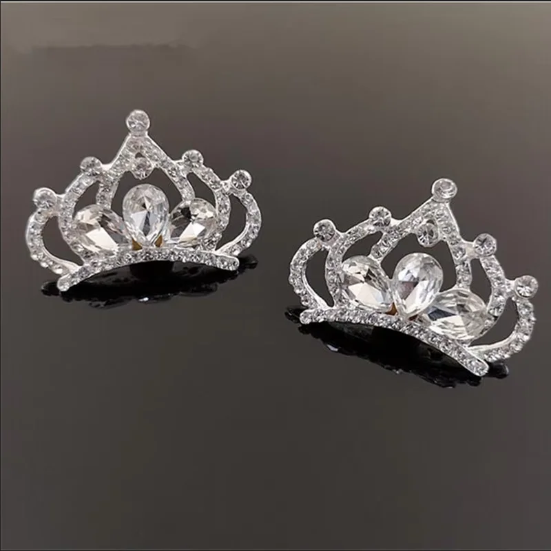 5Pcs 2.7CM*3.8CM Gold/Silver Rhinestone Tiara Crown Embellishments Wedding Dress Decoration Gift DIY Accessories Crafts