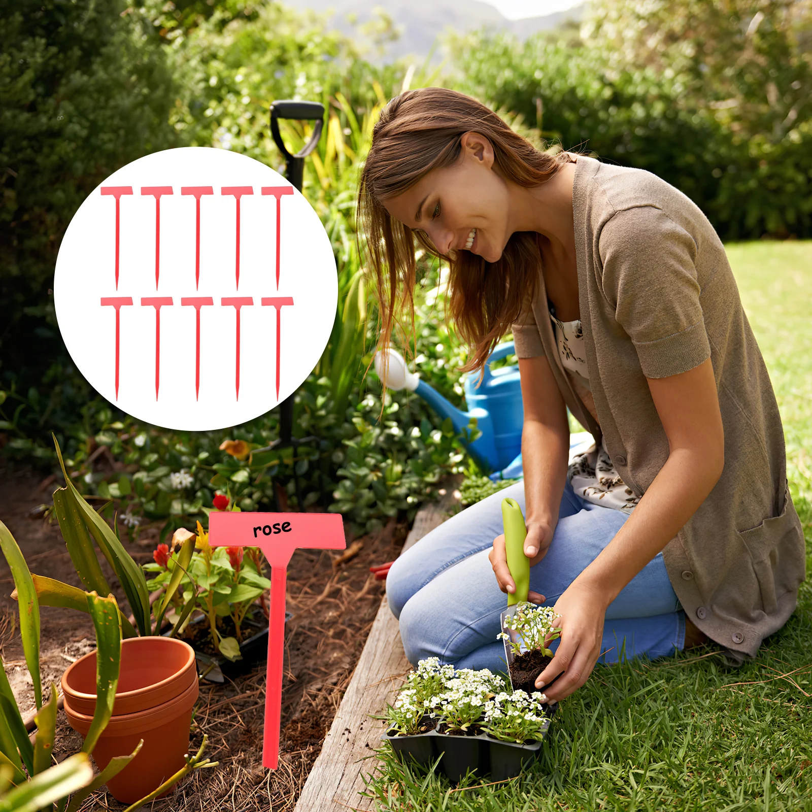 

10pcs Plant Labels Waterproof Reusable Garden Tags 180° Foldable Non-Toxic Nursery Markers For Flower Vegetable Labeling S Red