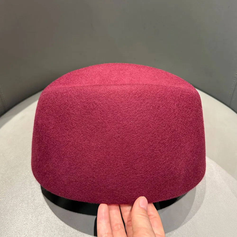 Classic Pillbox Hat 100% Wool Panama Beret Felt Hat Winter Warmer Women Fedora Hat Fascinator Formal Russia Flight Attendant Hat