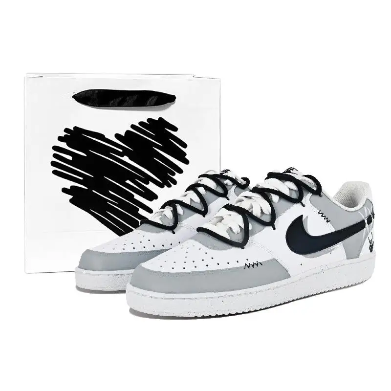 

[Custom Shadow Hunter SBOX]Nike Court Vision 1 Shadow Hunter Low-Top Skateboard Shoes Unisex Gray
