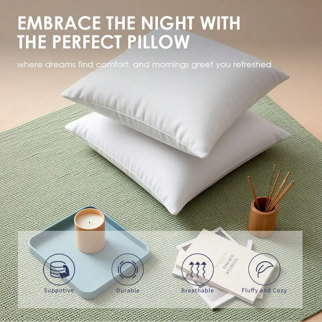 18-Inch 20-Inch 22-Inch Multi-Pack White Pillow Inserts, 2pcs 4pcs 100% Microfiber Filled. Compatible With Various Pillowcases, Machine Washable & Hypoallergenic, Bohemian Style. Suitable For Beds And Patios. sf260605111711550117742