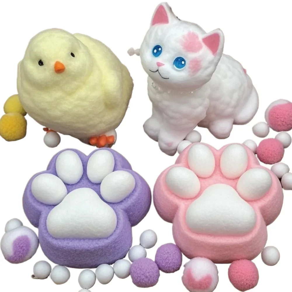 Quetschspielzeug Zappelspielzeug Stressabbau-Spielzeug Squishy Toy Katzenklaue Küken Katze Stressabbau-Spielzeug Simulation Plüschtiere