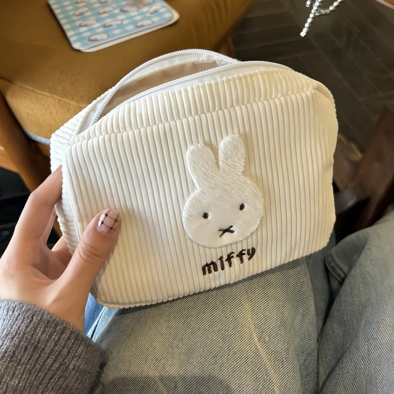 

Anime Miffy Corduroy Cosmetic Bag Ins Portable Large-capacity Capacity Handbag Stationery Storage Bag Gift Toys for Girl