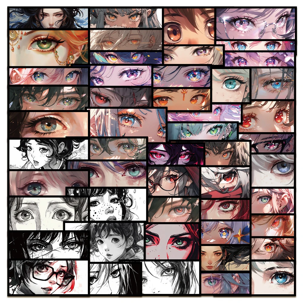 

10/30/50pcs Cartoon Anime Girl Eyes Stickers Kawaii Aesthetic Graffiti Decals Toys Phone Case Guitar Diary Cool Sticker for Kids