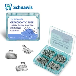 Tubos bucais ortodônticos odontológicos, bondable 1 ° molar monobloco, tubo único não conversível, ferramenta ortodontista Roth MBT, 20 conjunto, 80 peças