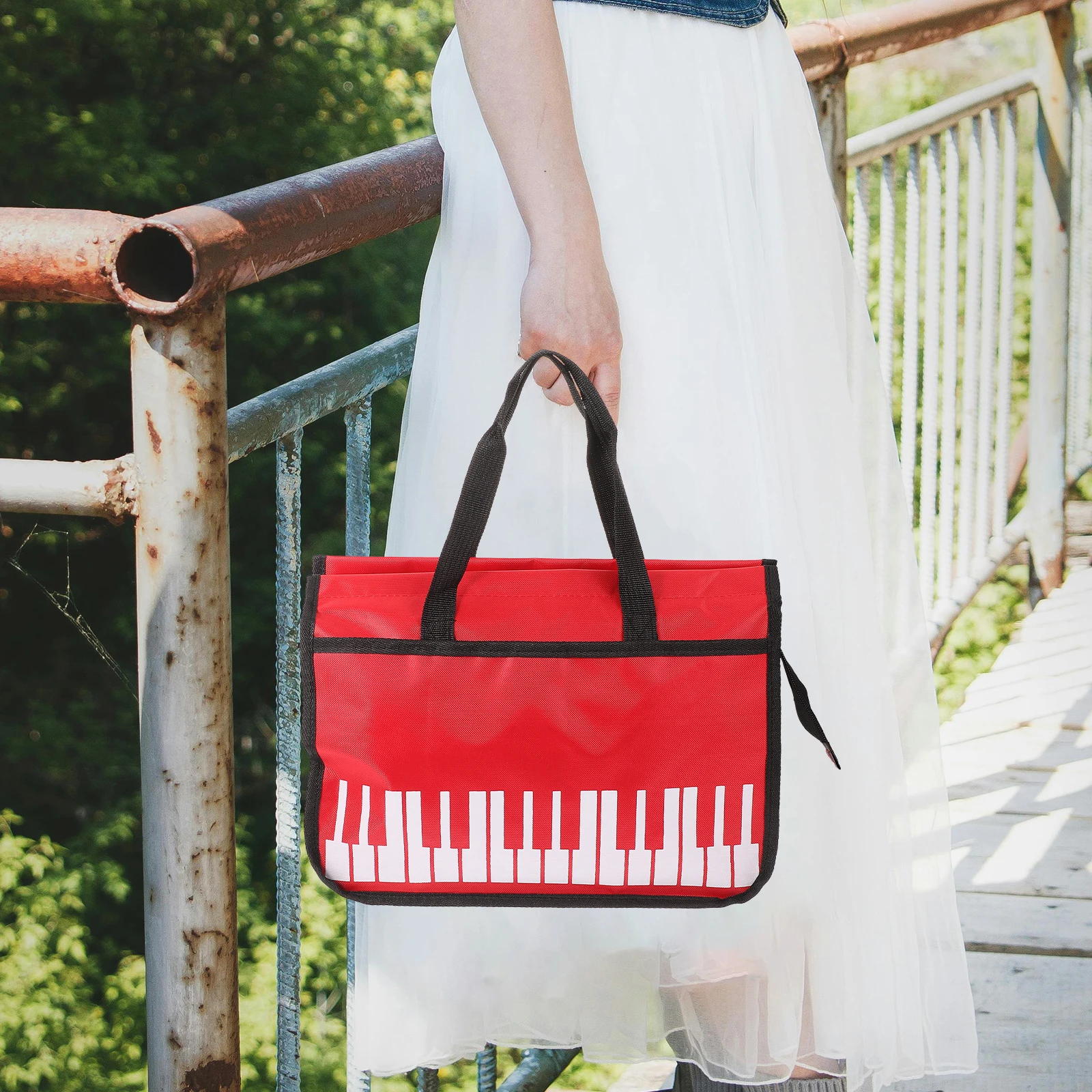 

Music Sheet Storage Bag Piano Keyboard Pattern Waterproof Storage Pouch for Sheet Music Scores Student Accessories
