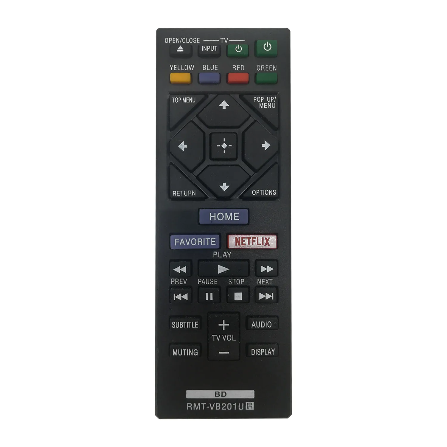 The remote control is designed for Sony model RMT-VB201U, Blu-ray players: BDP-BX370, UBP-X700, BDP-S1700, a